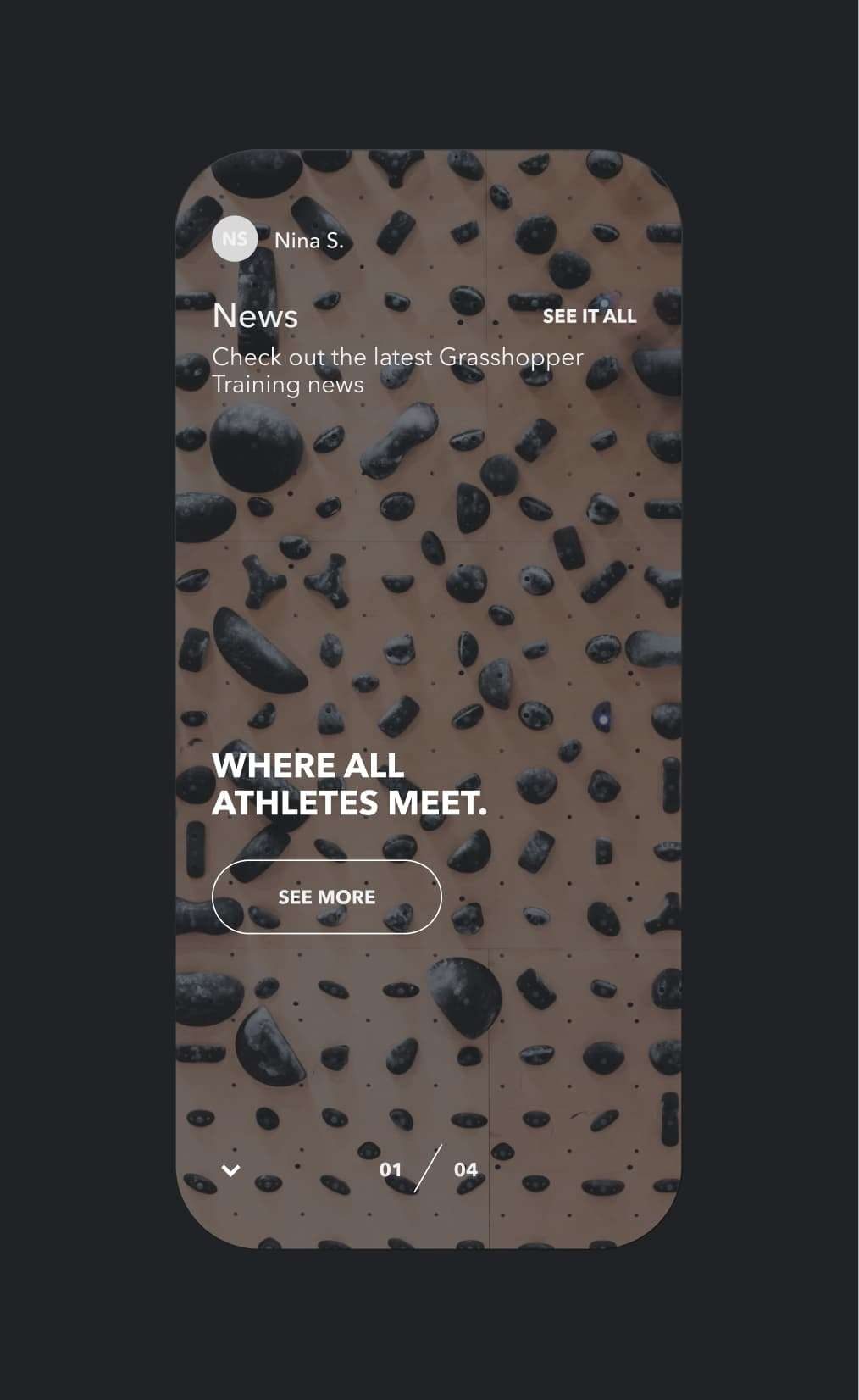 Where all athletes meet, the app news screen