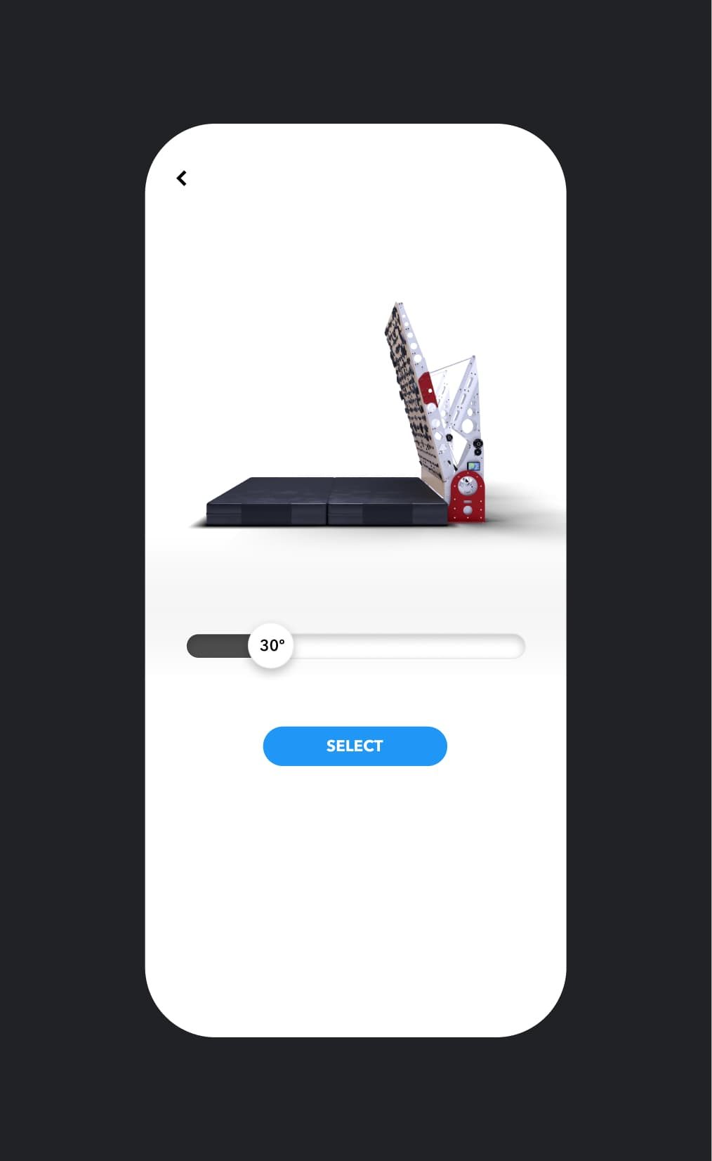 Wall angle selector in the app