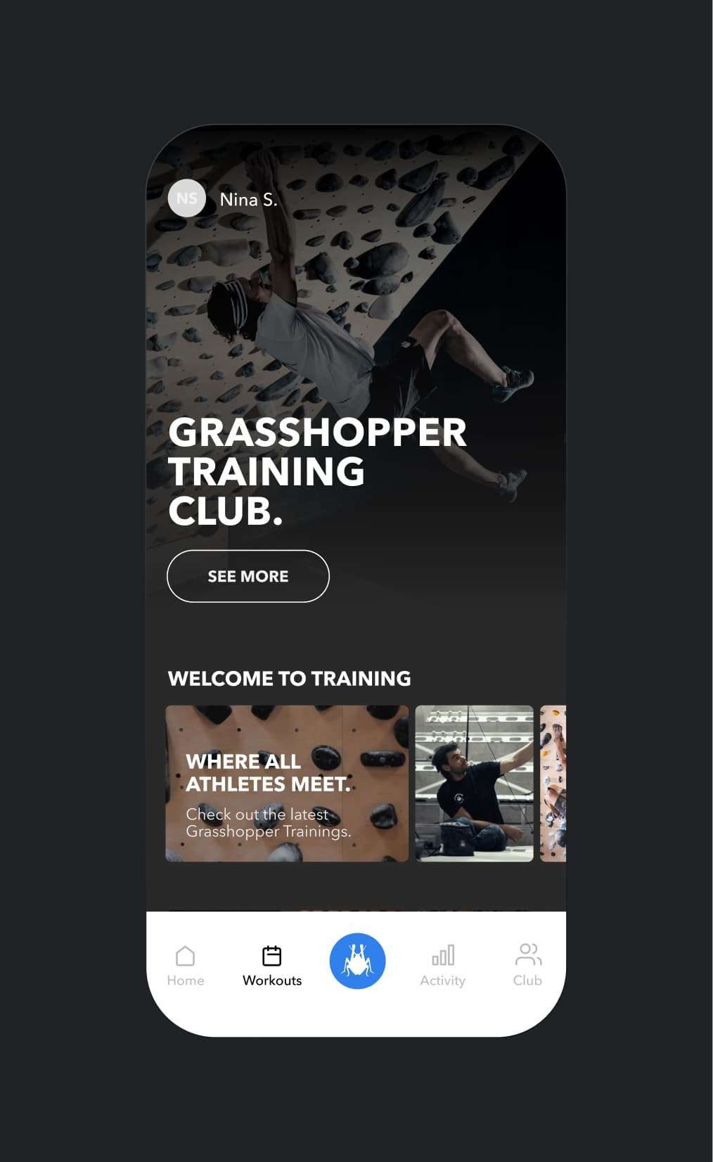 Grasshopper Training Club home screen