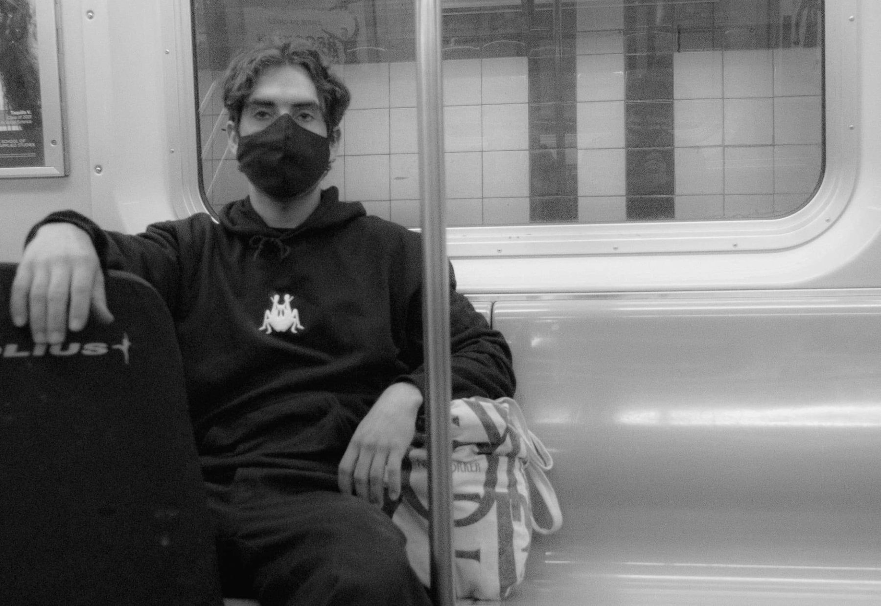 Grasshopper hoodie on the subway