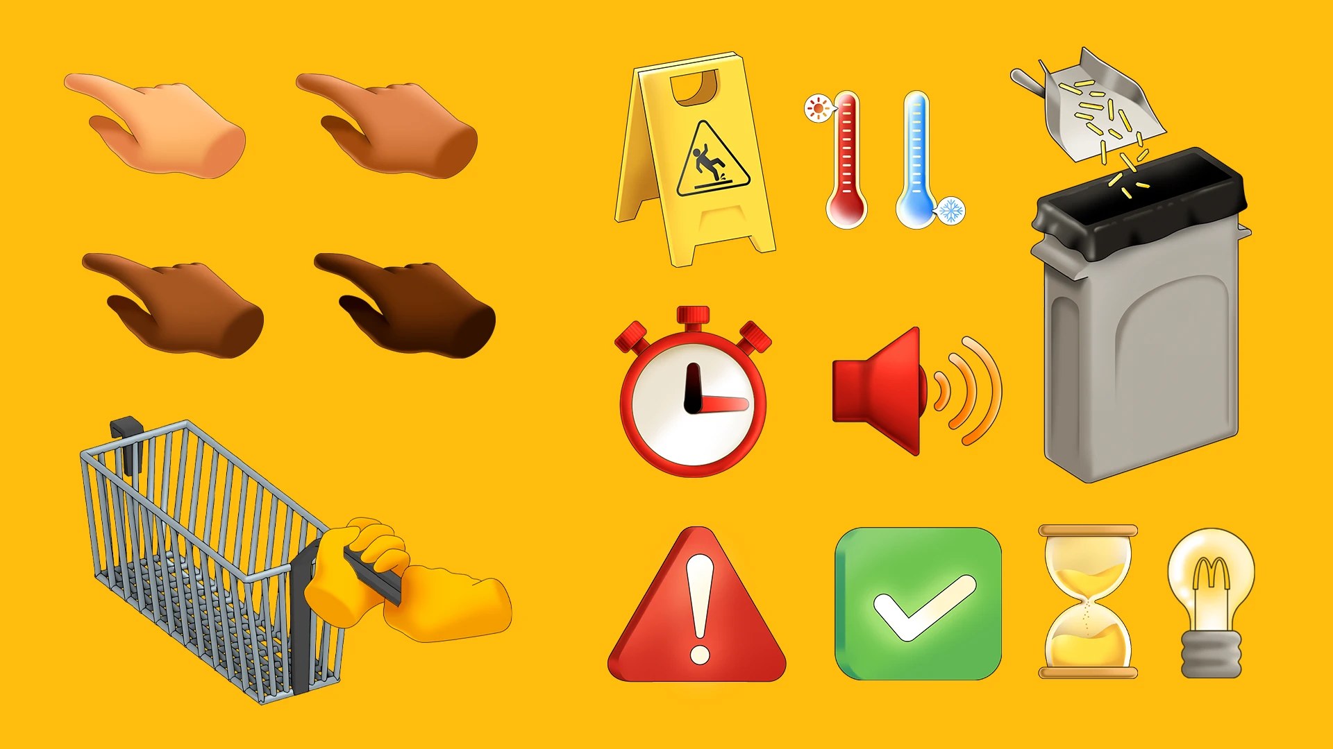 Pointing hands and UI icon set