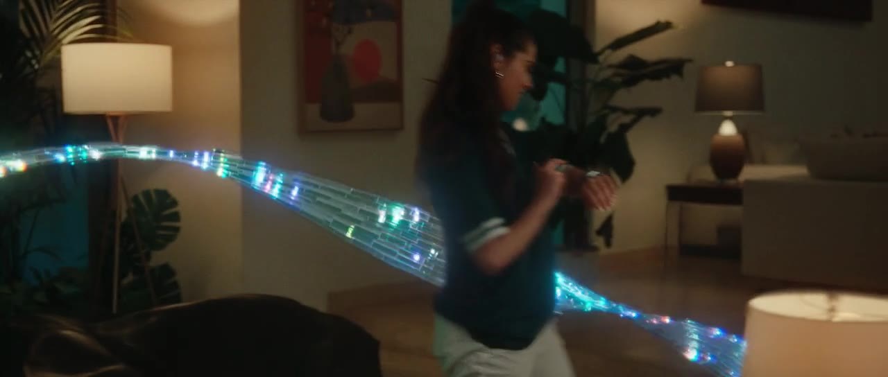 A streak of light carries the signal across the home
